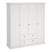 Paris Wardrobe with 4 Doors and 2 Drawers – White – image 1