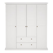 Paris Wardrobe with 4 Doors and 2 Drawers – White – image 2