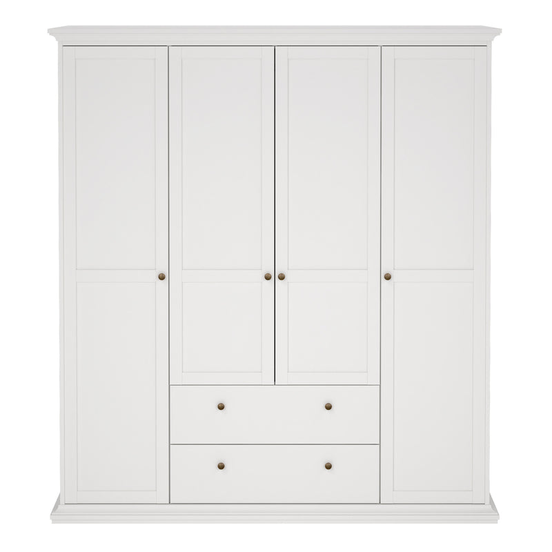 Paris Wardrobe with 4 Doors and 2 Drawers – White – image 2