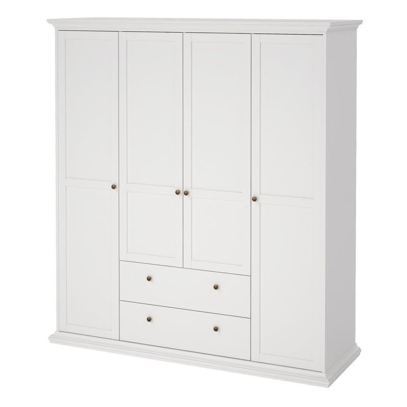 Paris Wardrobe with 4 Doors and 2 Drawers – White – image 3