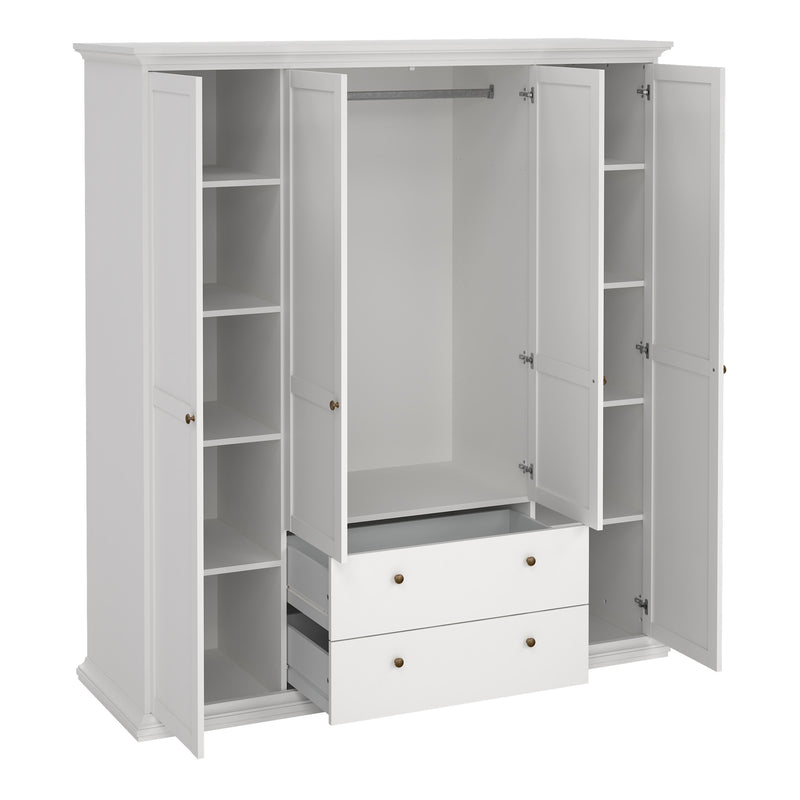 Paris Wardrobe with 4 Doors and 2 Drawers – White – image 5