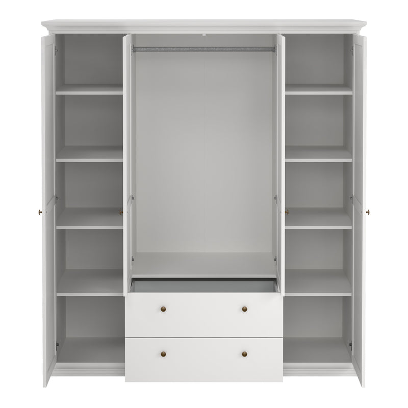 Paris Wardrobe with 4 Doors and 2 Drawers – White – image 6