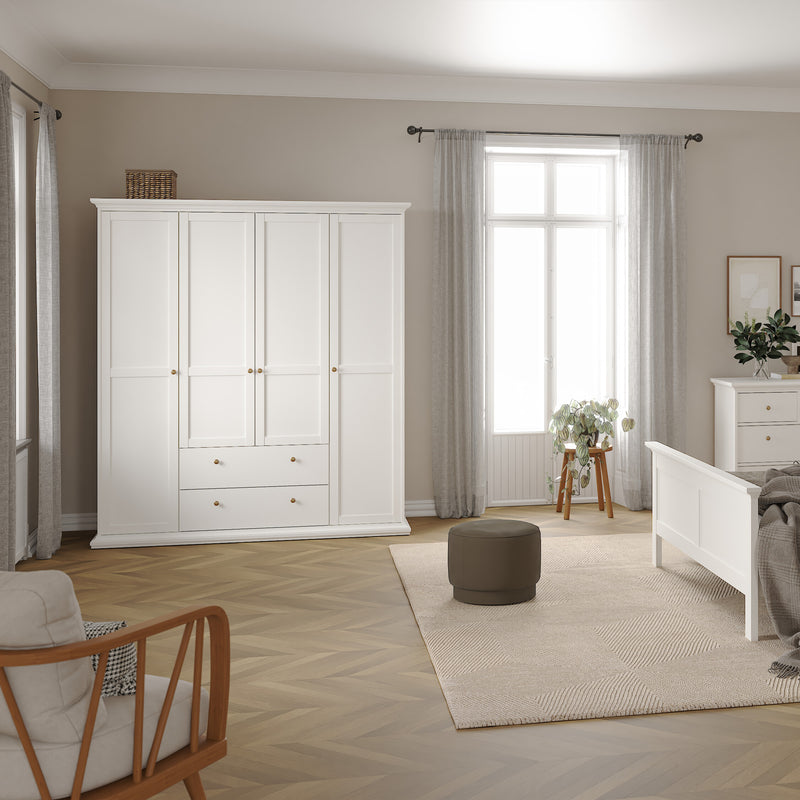 Paris Wardrobe with 4 Doors and 2 Drawers – White – image 7