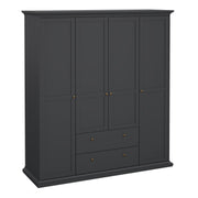 Paris Wardrobe with 4 Doors and 2 Drawers – Matt Grey – image 1