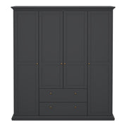 Paris Wardrobe with 4 Doors and 2 Drawers – Matt Grey – image 2