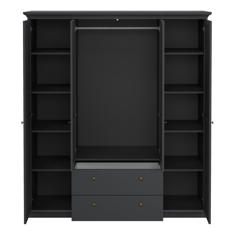 Paris Wardrobe with 4 Doors and 2 Drawers – Matt Grey – image 6