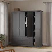 Paris Wardrobe with 4 Doors and 2 Drawers – Matt Grey – image 9