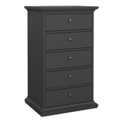 Paris Chest 5 Drawers in Matt Grey – image 1