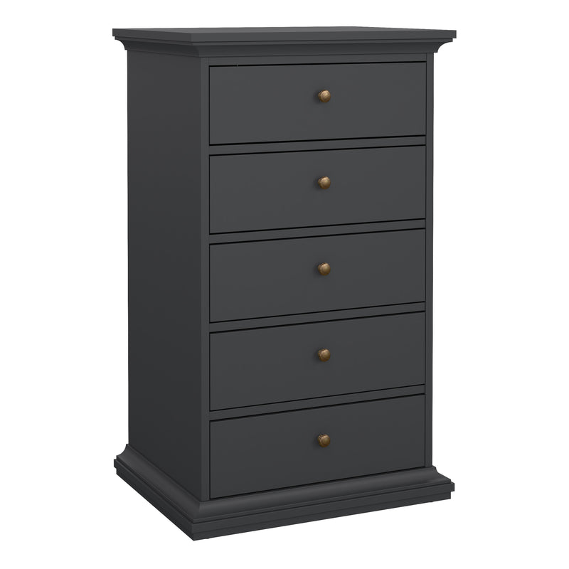 Paris Chest 5 Drawers in Matt Grey – image 1