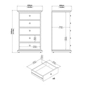 Paris Chest 5 Drawers in Matt Grey – image 10