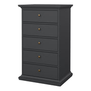 Paris Chest 5 Drawers in Matt Grey – image 3