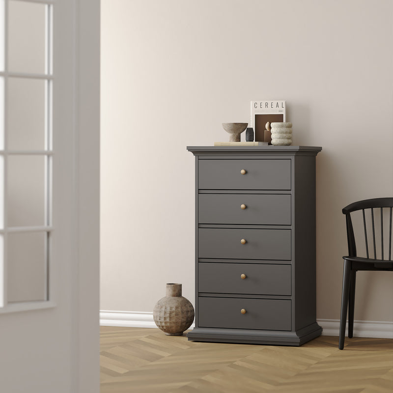 Paris Chest 5 Drawers in Matt Grey – image 7