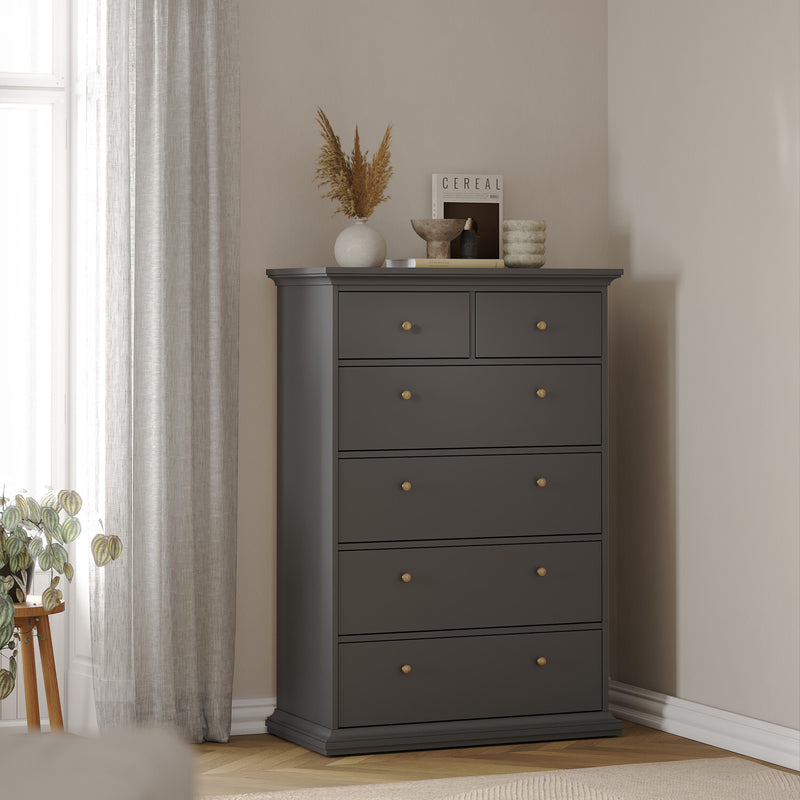 Paris Chest of 6 Drawers – Matt Grey – image 7