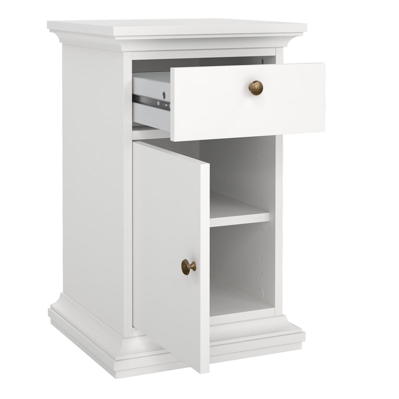 Paris Nightstand 1 Door + 1 Drawer – White – image 5
