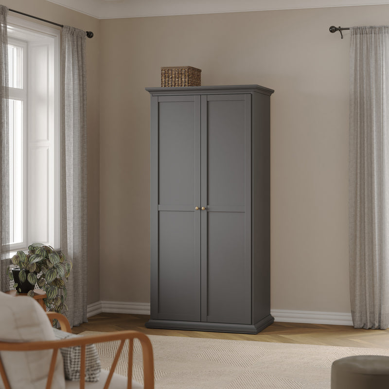 Paris Package - Bedside 2 Drawers + Chest of 4 Drawers + Wardrobe with 2 Doors – Matt Grey – image 12