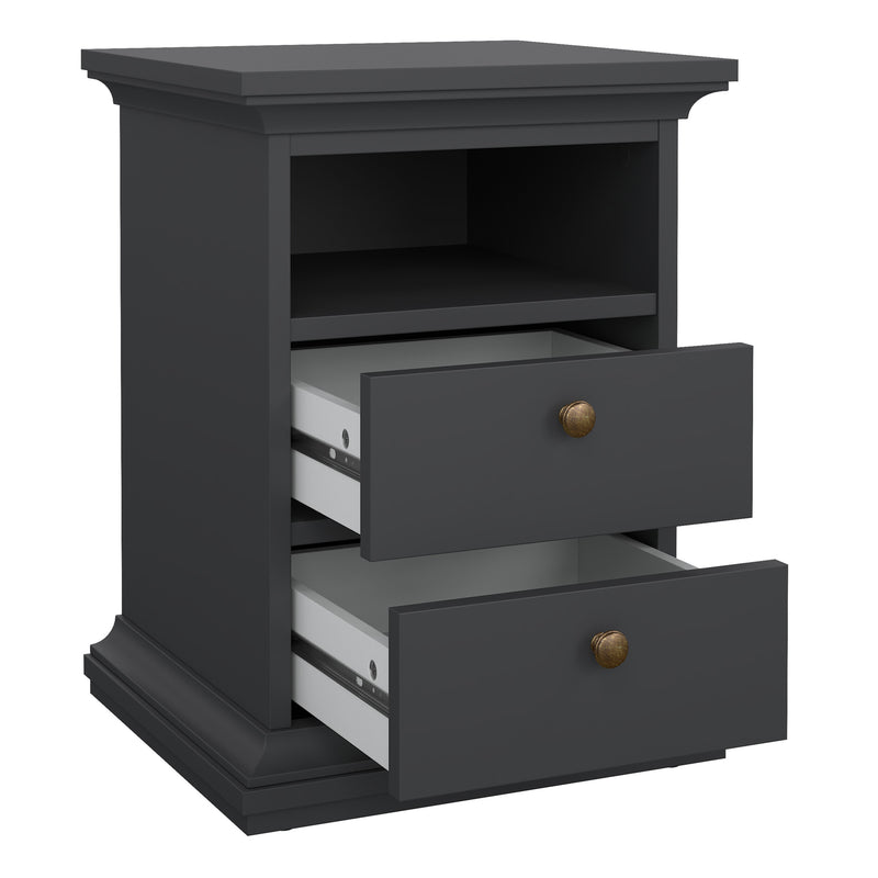Paris Package - Bedside 2 Drawers + Chest of 4 Drawers + Wardrobe with 2 Doors – Matt Grey – image 3