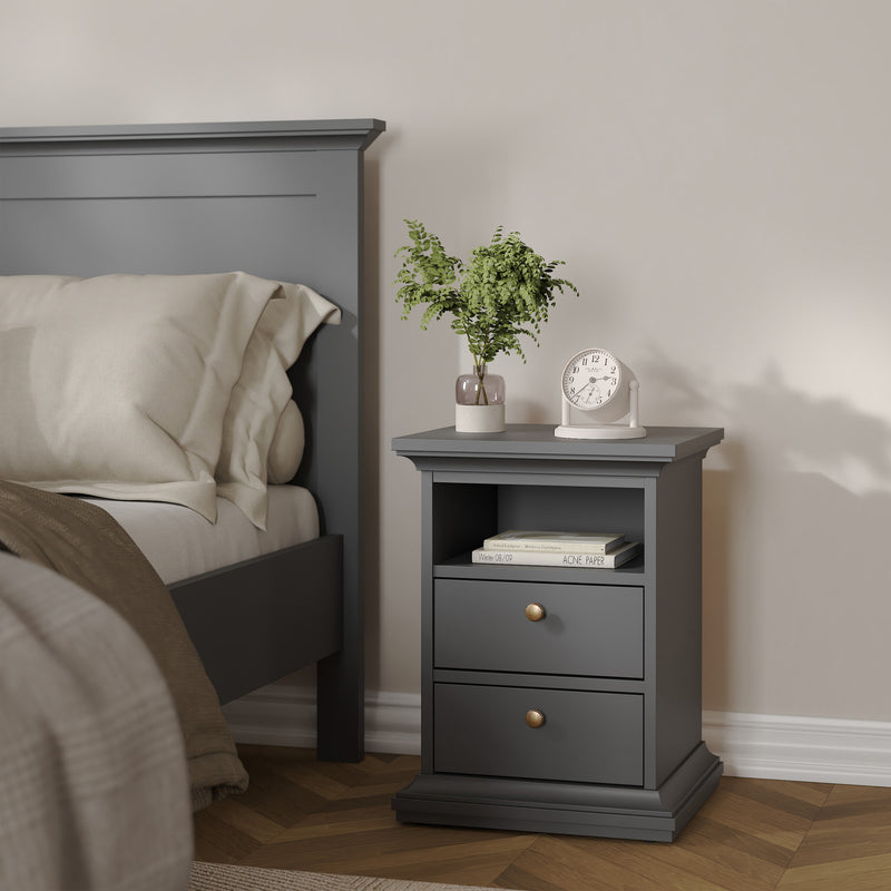 Paris Package - Bedside 2 Drawers + Chest of 4 Drawers + Wardrobe with 2 Doors – Matt Grey – image 4