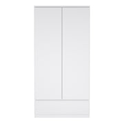 Naia Wardrobe with 2 Doors 1 Drawer in White High Gloss – image 2