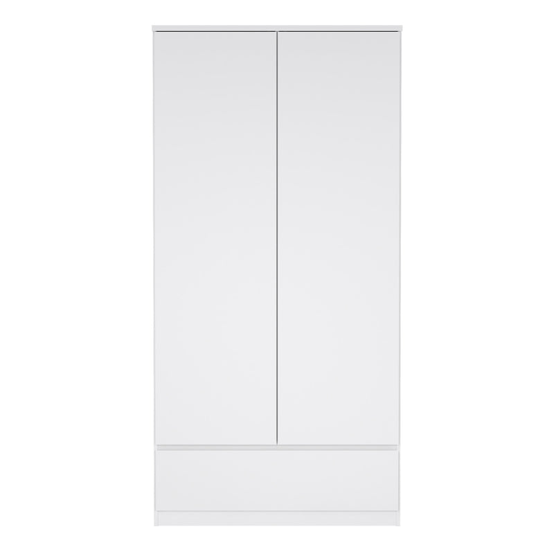 Naia Wardrobe with 2 Doors 1 Drawer in White High Gloss – image 2