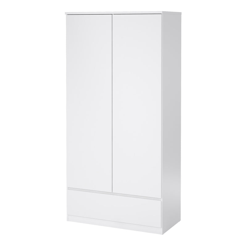 Naia Wardrobe with 2 Doors 1 Drawer in White High Gloss – image 3