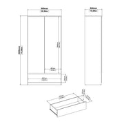 Naia Wardrobe with 2 Doors 1 Drawer in White High Gloss – image 9