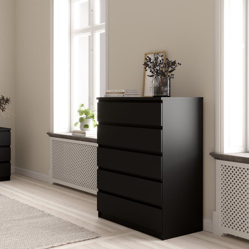Naia Chest of 5 Drawers – Matt Black – image 5