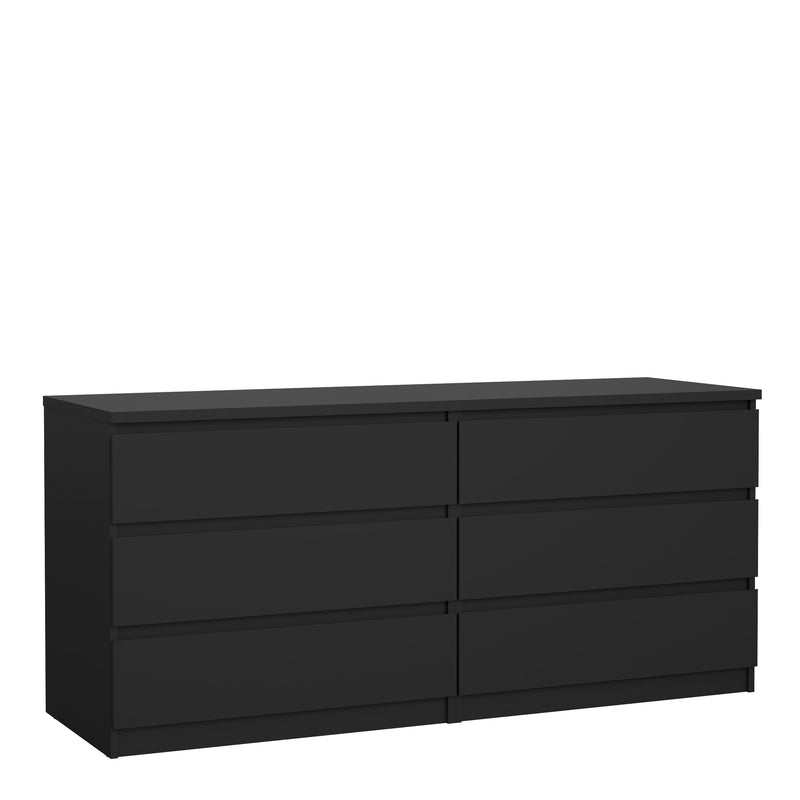 Naia Wide Chest of 6 Drawers (3+3) – Matt Black – image 1