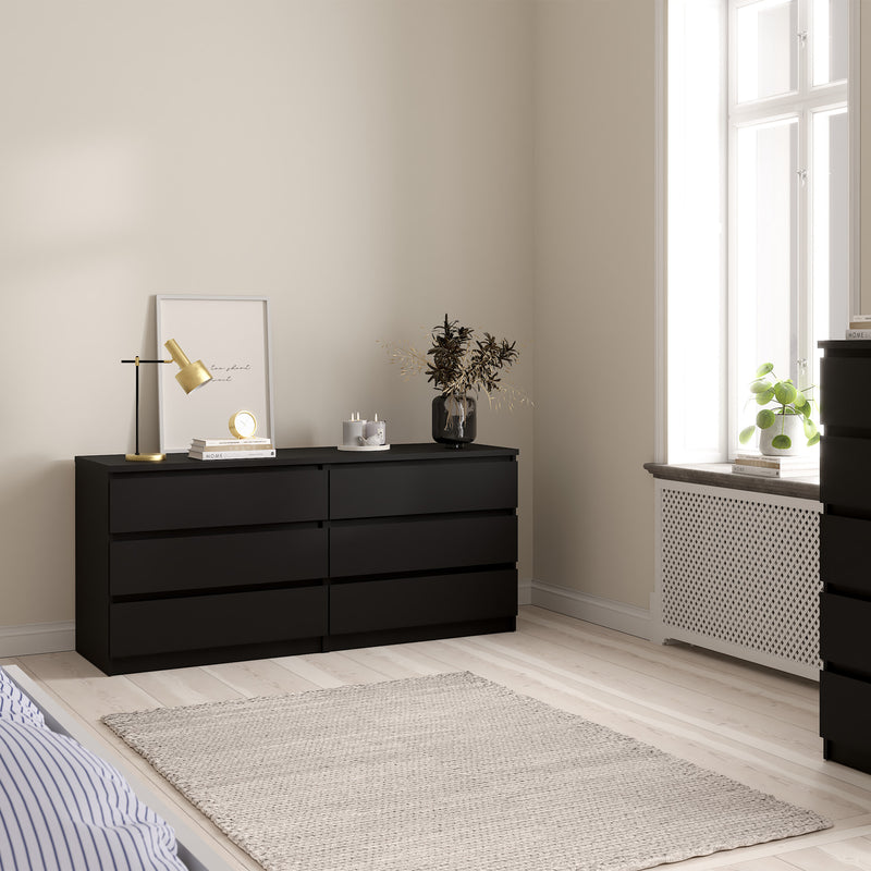 Naia Wide Chest of 6 Drawers (3+3) – Matt Black – image 5