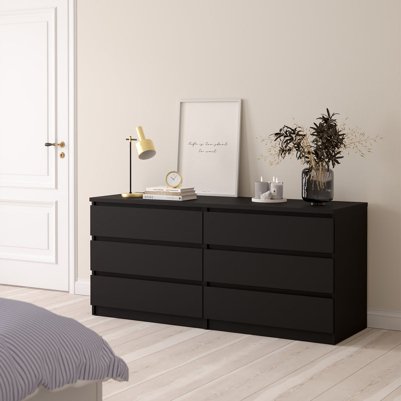 Naia Wide Chest of 6 Drawers (3+3) – Matt Black – image 6