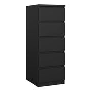 Naia Narrow Chest of 5 Drawers – Matt Black – image 1