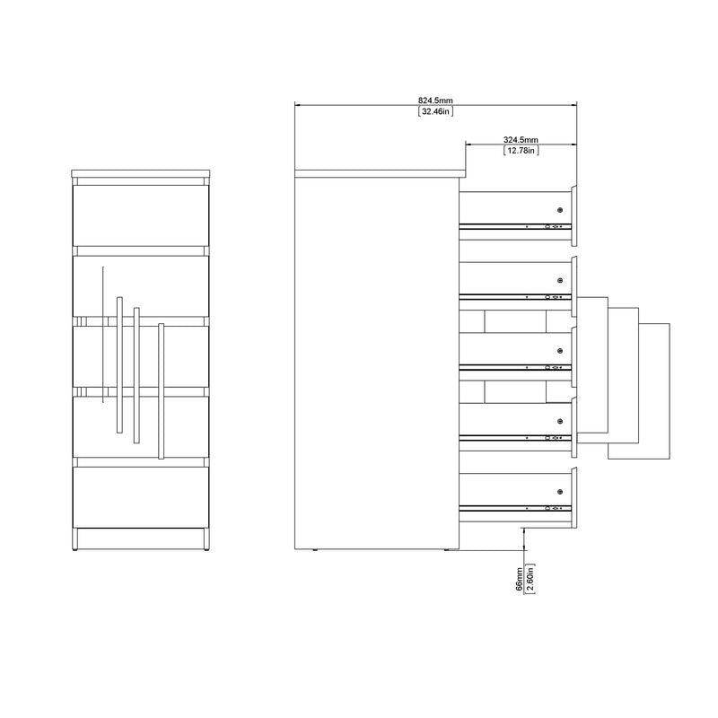 Naia Narrow Chest of 5 Drawers – Matt Black – image 10