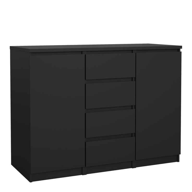 Naia Sideboard 4 Drawers 2 Doors in Jackson – Matt Black – image 1