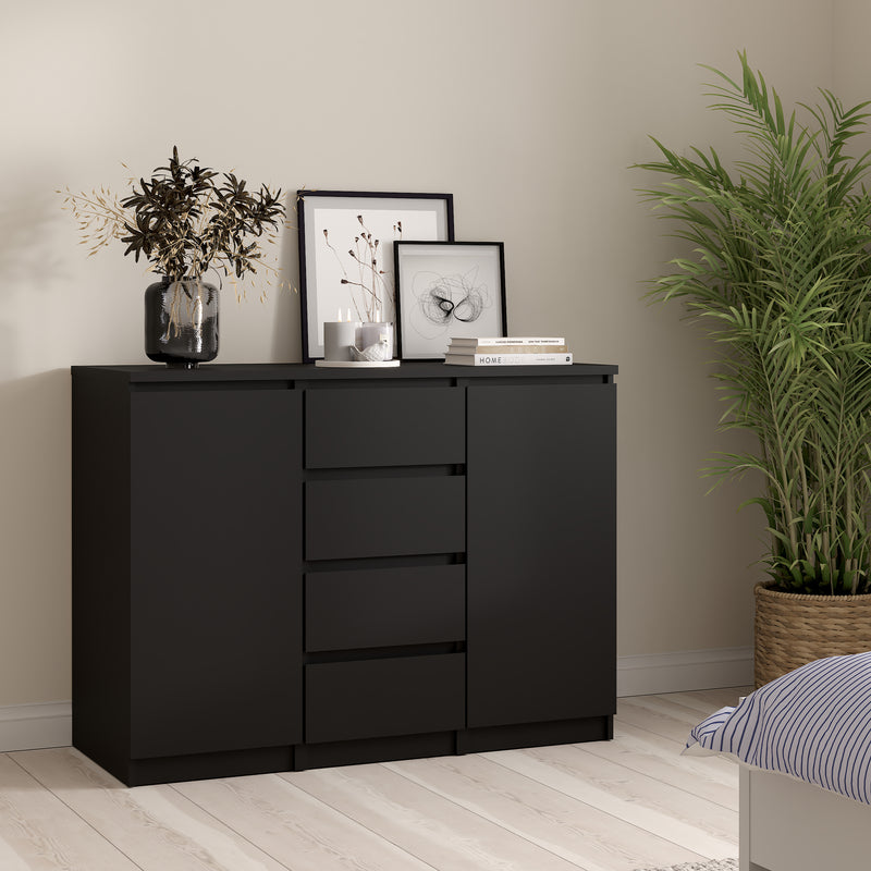 Naia Sideboard 4 Drawers 2 Doors in Jackson – Matt Black – image 5