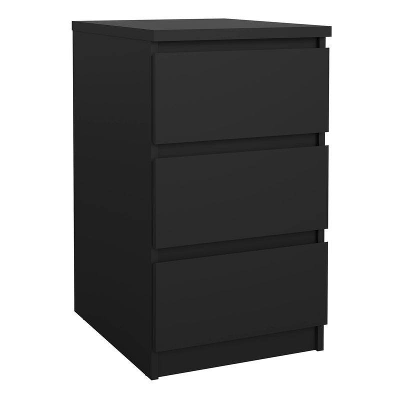 Naia Bedside 3 Drawers – Matt Black – image 1
