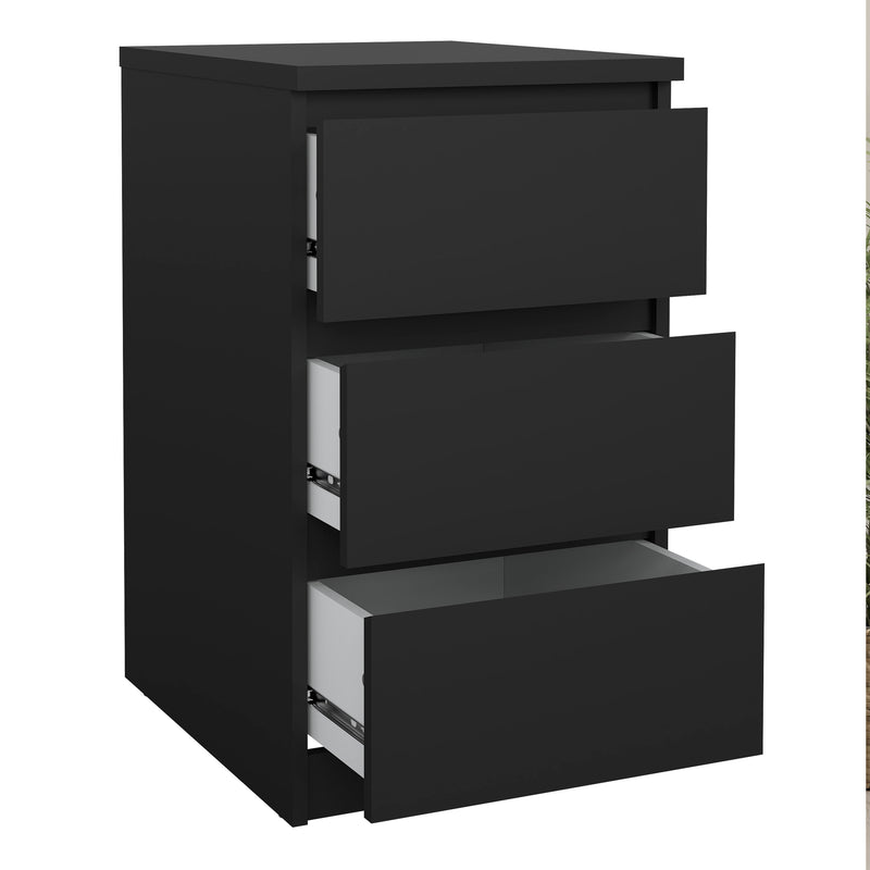 Naia Bedside 3 Drawers – Matt Black – image 4