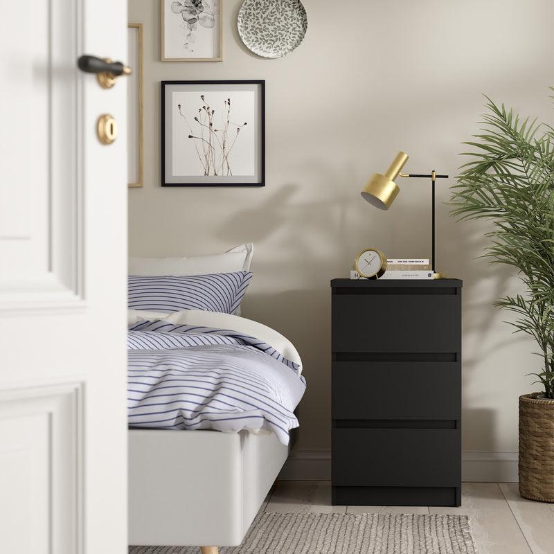 Naia Bedside 3 Drawers – Matt Black – image 5