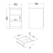 Naia Bedside 3 Drawers – Matt Black – image 8