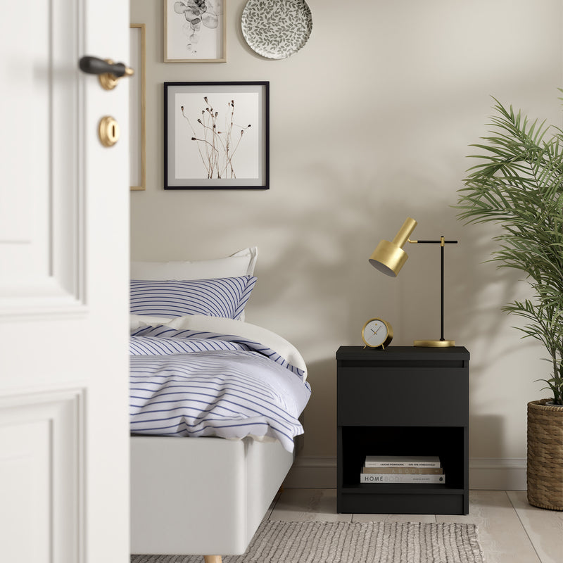 Naia Bedside 1 Drawer 1 Shelf – Matt Black – image 5