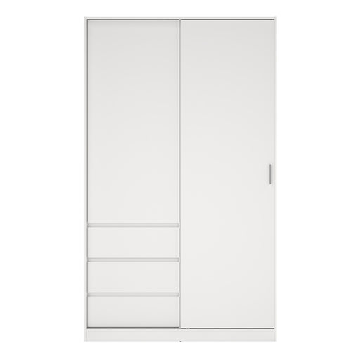 Naia Wardrobe with 1 Sliding Door 1 Door 3 Drawers in Jackson – White – image 2