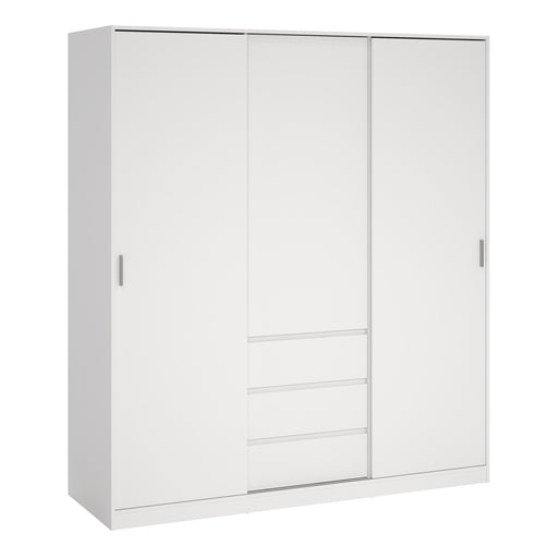 Naia Wardrobe with 2 Sliding Doors , including 1 Door + 3 Drawers – White – image 1