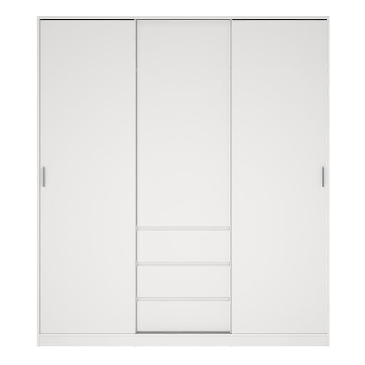 Naia Wardrobe with 2 Sliding Doors , including 1 Door + 3 Drawers – White – image 2