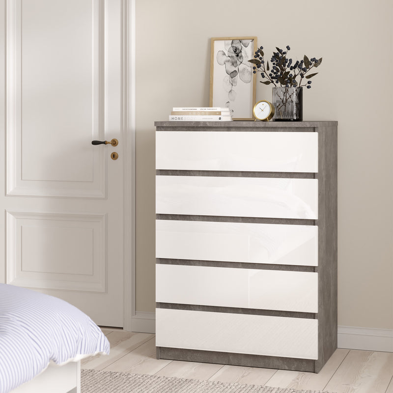 Naia Chest of 5 Drawers – Concrete Grey – image 5