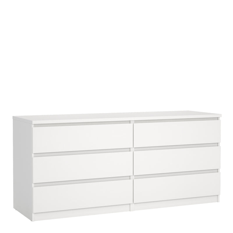 Naia Wide Chest of 6 Drawers (3+3) – White – image 1