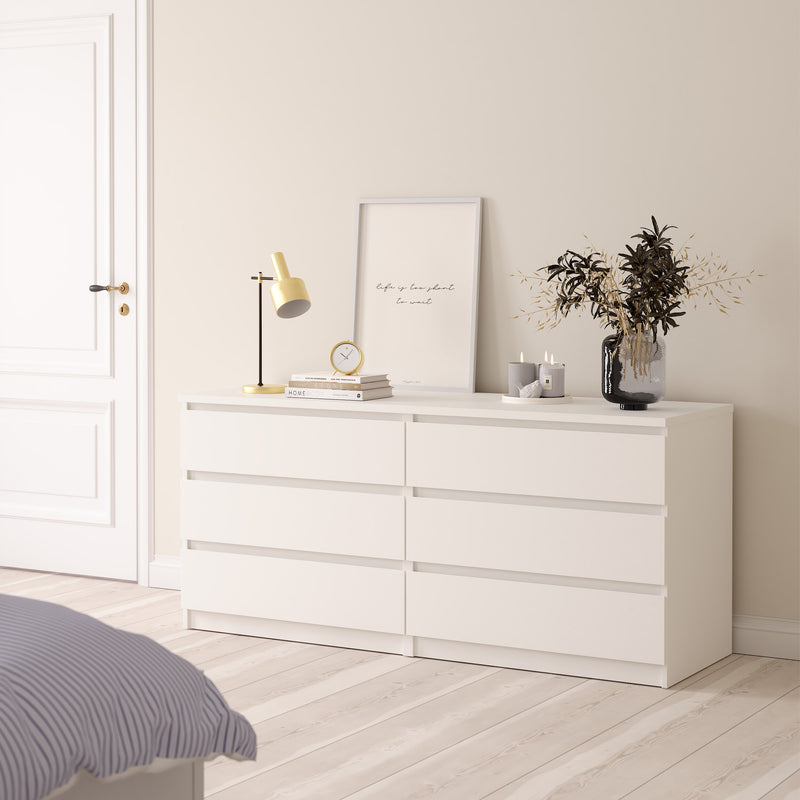 Naia Wide Chest of 6 Drawers (3+3) – White – image 5