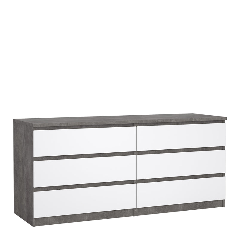 Naia Wide Chest of 6 Drawers (3+3) – Concrete Grey – image 1