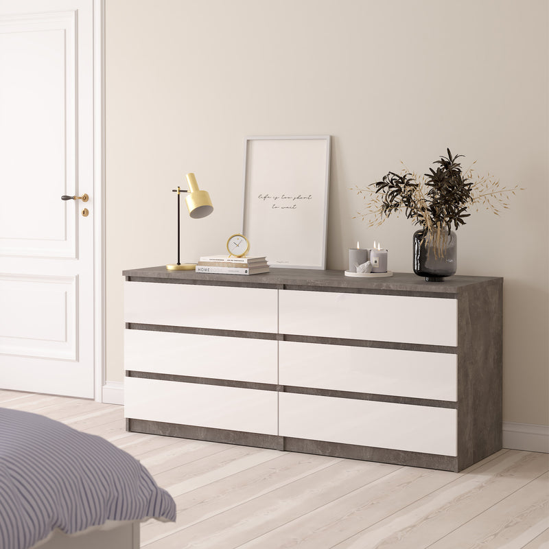 Naia Wide Chest of 6 Drawers (3+3) – Concrete Grey – image 5