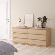 Naia Wide Chest of 6 Drawers (3+3) – Hickory Oak – image 5