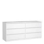 Naia Wide Chest of 6 Drawers (3+3) – White Gloss – image 1
