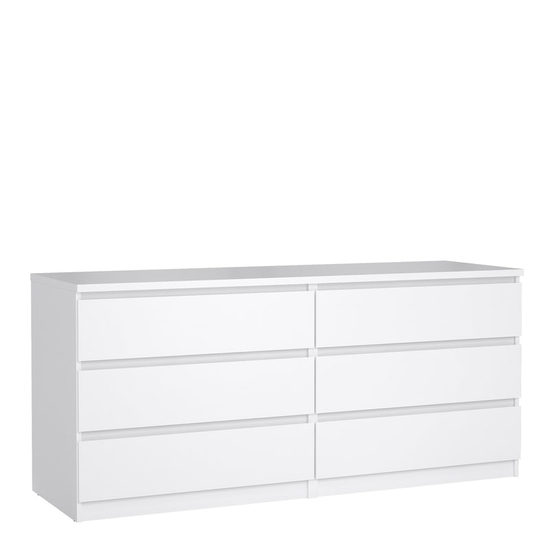 Naia Wide Chest of 6 Drawers (3+3) – White Gloss – image 1