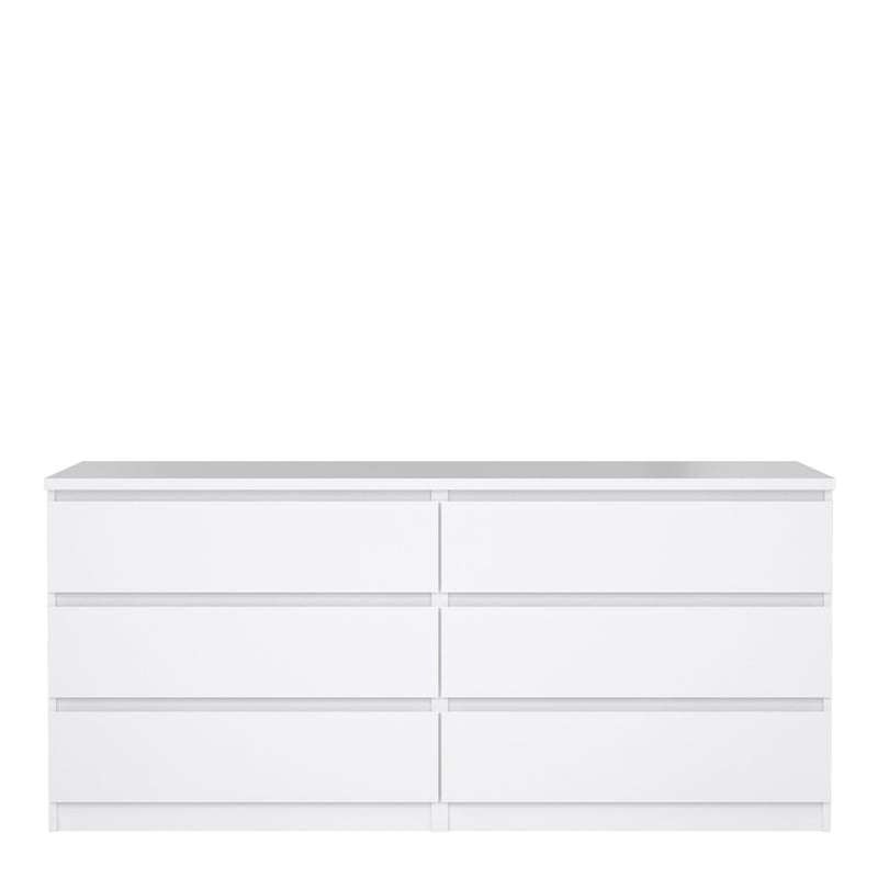 Naia Wide Chest of 6 Drawers (3+3) – White Gloss – image 2
